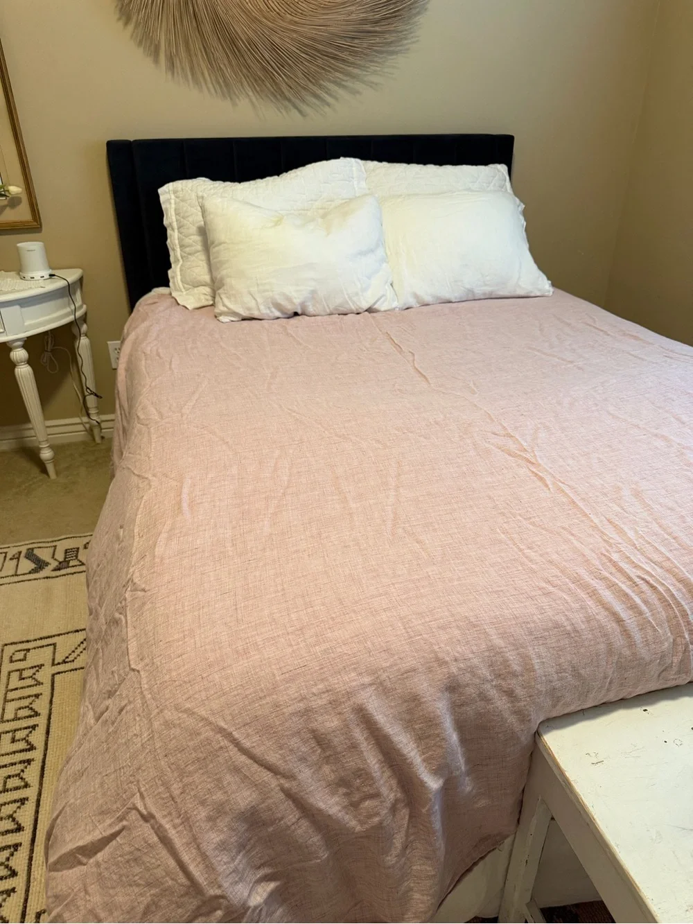 Soft Pink /Raspberry King size 100% Linen West Elm Duvet Cover